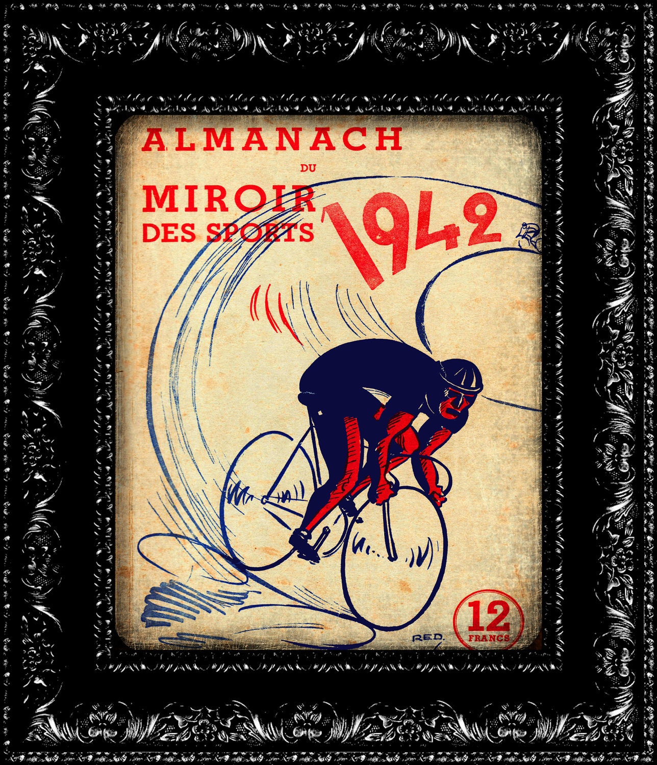 Antique Retro Bicycle Art Print - Vintage Retro Inspired - Collage Art Print -  8x10  - Art Print Poster