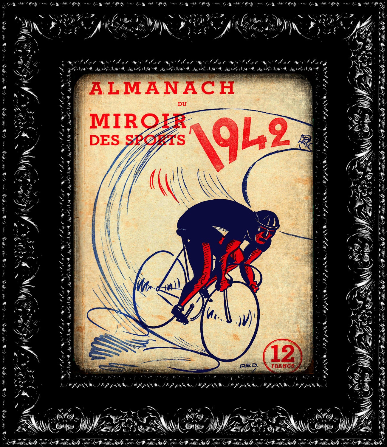 Vintage Bike Poster - Vintage Retro Geekery Inspired - Collage Art Print -  8x10 Art Print Poster