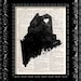 I Heart Maine - State Map - Map Art Print Personalized - Vintage Dictionary Print - Book Print Page Art  Vintage Book Art