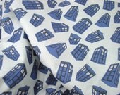 Doctor Who Fabric Yard - Spinning Tardis on White