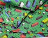 Bricks Fabric Yard - lego inspired quilting cotton green