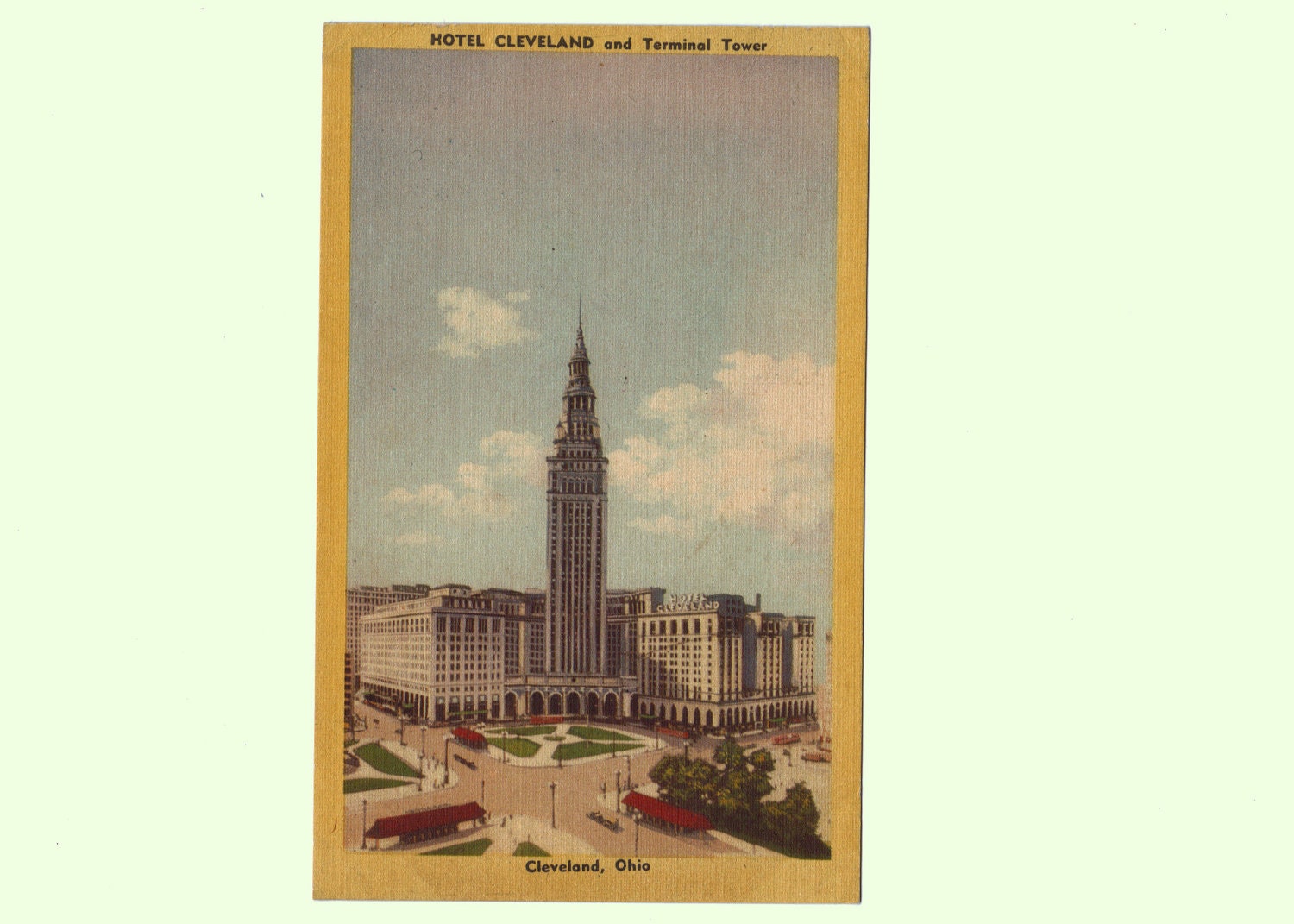 Terminal Tower vintage 1940s linen postcard for Cleveland, Ohio - Nickadizzy