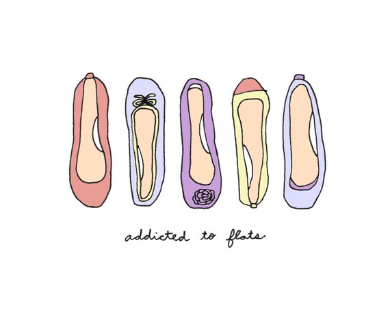 Ballerina Flats - 8x10 Illustration Print, Digital Art
