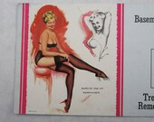 Vintage Original Pin Up Advertisement Girlie Cards Black Stockings Thigh Highs 1950s Myers Auto Wreckers