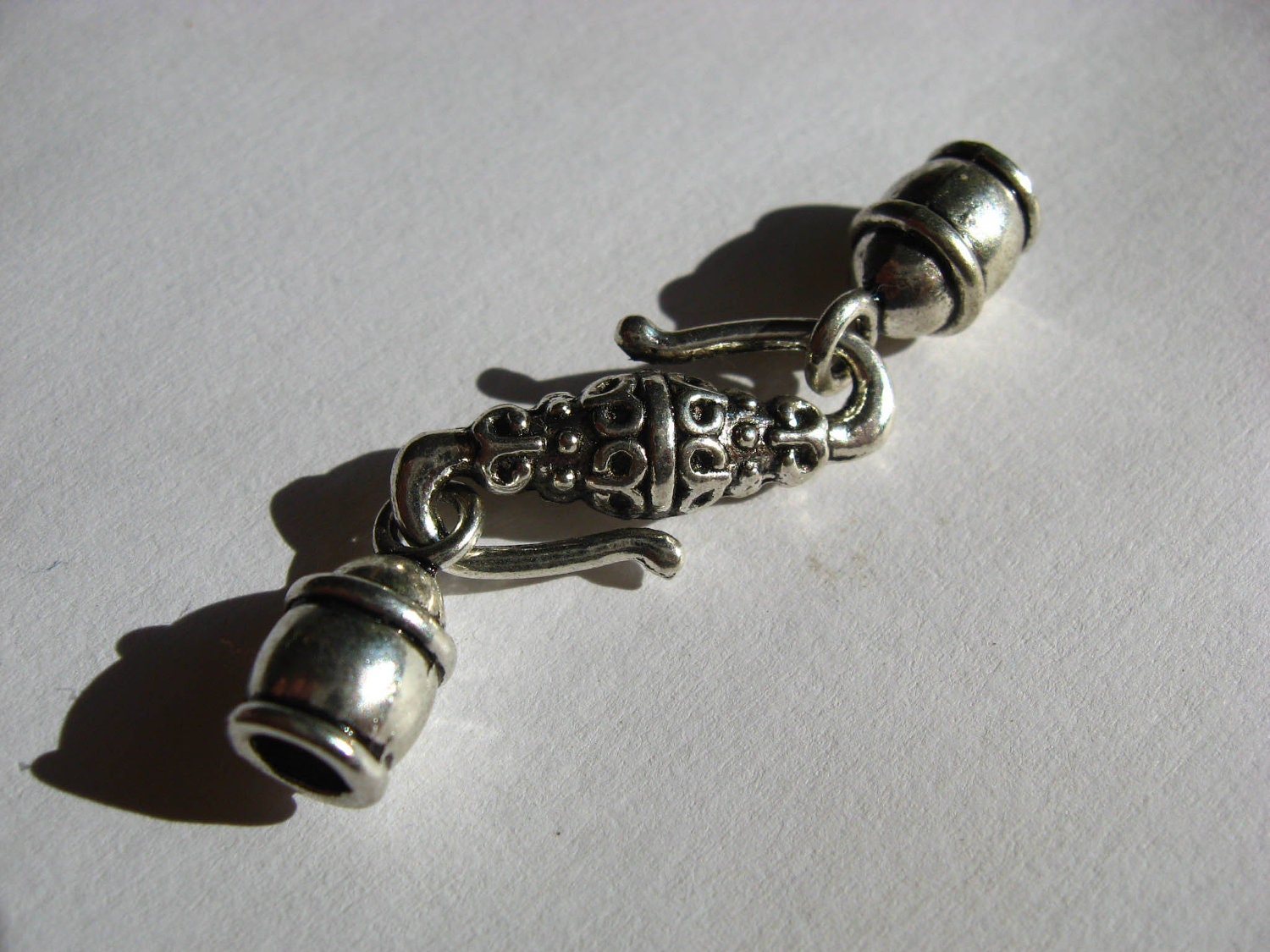 10 SETS of End Caps with S Hook Loker . Zinc Alloy, antique silver color, Lead, Cadmium and Nickel Free, cord end, findings