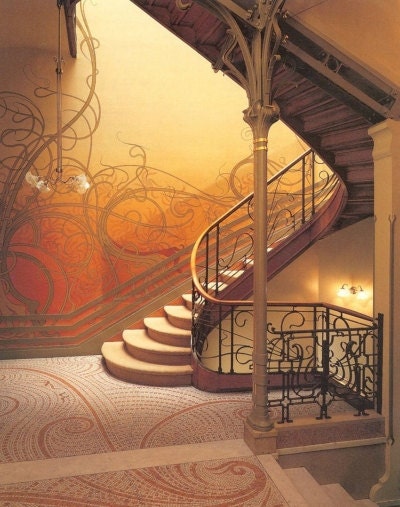 Art Deco or Nouveau Print of Staircase i
