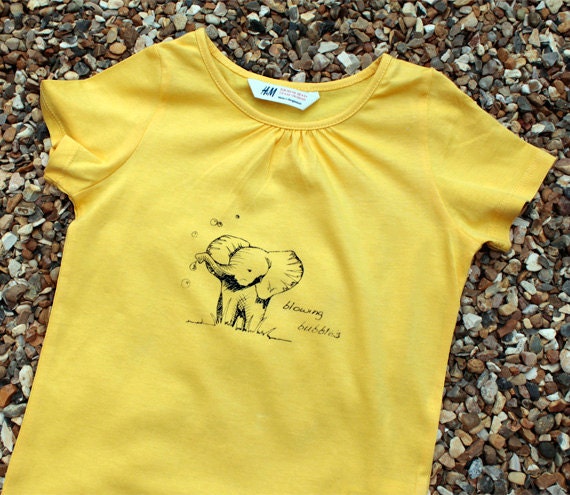 Elephant Gocco printed yellow t-shirt (4 to 6 years)