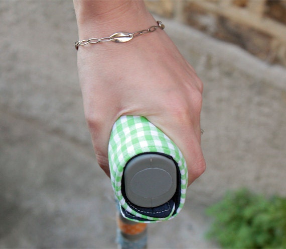 Crutch Handle Covers (pair) - Reversible navy, green gingham