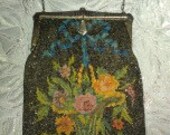 VTG RARE Art Nouveau Floral French Cut Steel Beaded Purse