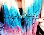 TIE DYE - Or Any - 20 inch Real Human Hair Extension - 1.5 inch weft (1 clip on back) - Clip in - FREE Shipping