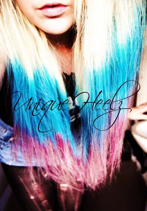 TIE DYE - Or Any - 20 inch Real Human Hair Extension - 1.5 inch weft (1 clip on back) - Clip in - FREE Shipping