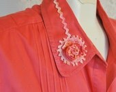 Tangerine Tango Womens Upcycled Plus Size Clothing Hand Dyed Trim Retro Daisy Daisies Rick Rack Crochet Granny Chic  Pin Tucks