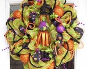 Halloween Witch Mesh Wreath