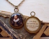 William Shakespeare Necklace - Poetry Quote Necklace - DOUBLE-SIDED Brass Necklace W/ Chain - Shakespeare in Love