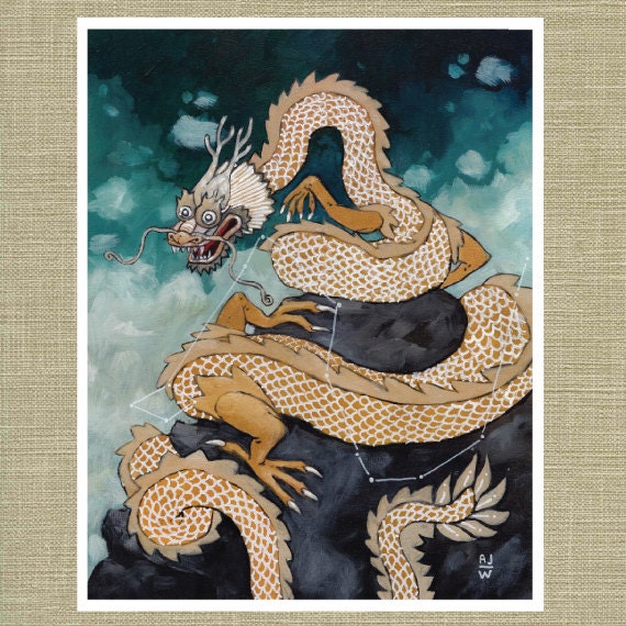 Draco the Dragon - Constellation Fauna Series Fine Art Print 11" x 14"