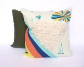 READY TO SHIP // 'Neon Trapeze' cushion cover (pillow) in coral, mint, blue, yellow and teal