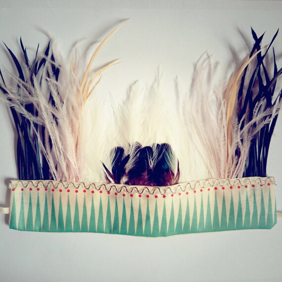 Teal Triangle Feather Headdress