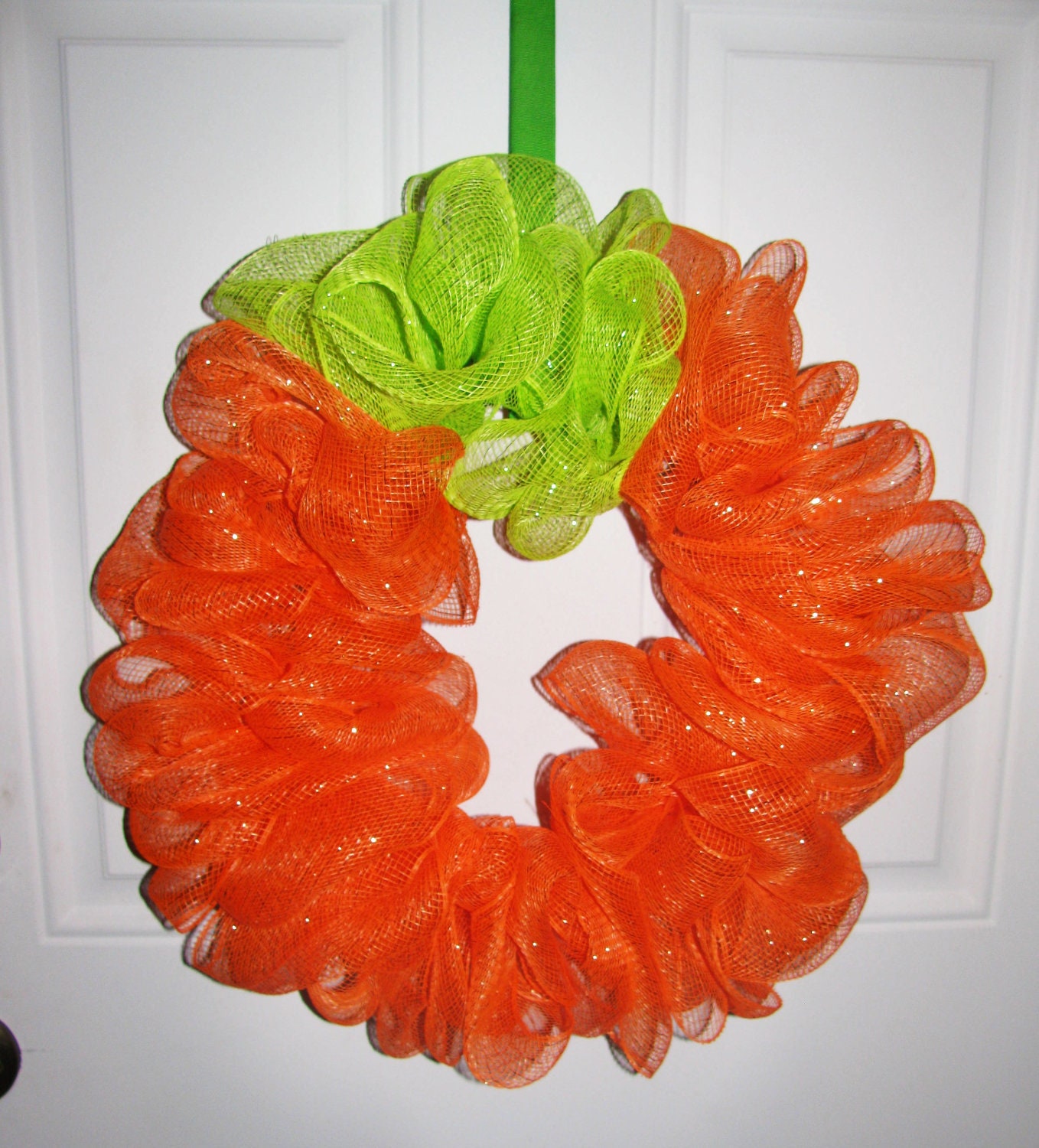 Handmade Deco Mesh Halloween Pumpkin Fall Thanksgiving Wreath
