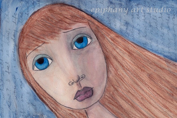 8" x 12" Fine Art Print - "Grief" - Sympathy Gift, Blue Sad Emotional Wall Art, Memory Item, Loss Death Sadness