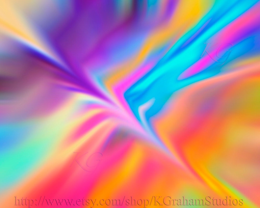 Colorful Abstract Print Rainbow Contemporary Psychedelic 8x10 Digital Photographic Print by K Graham Purple Teal Pink Yellow Orange Green