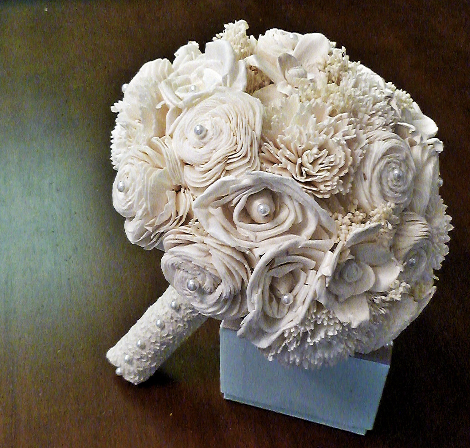Custom Handmade Alternative Wedding Bouquet- Cream Ivory Lace Keepsake Bridal Bouquet Vintage Shabby Chic Wedding