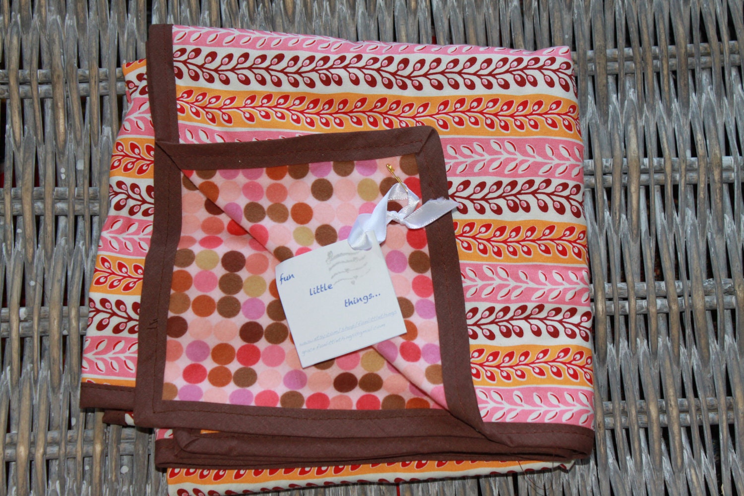 Baby Blanket - Pink Polka Dots and Flowers