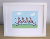 Bicycle Nursery Art - Sports Bunny Kids Wall Art  (5x7)