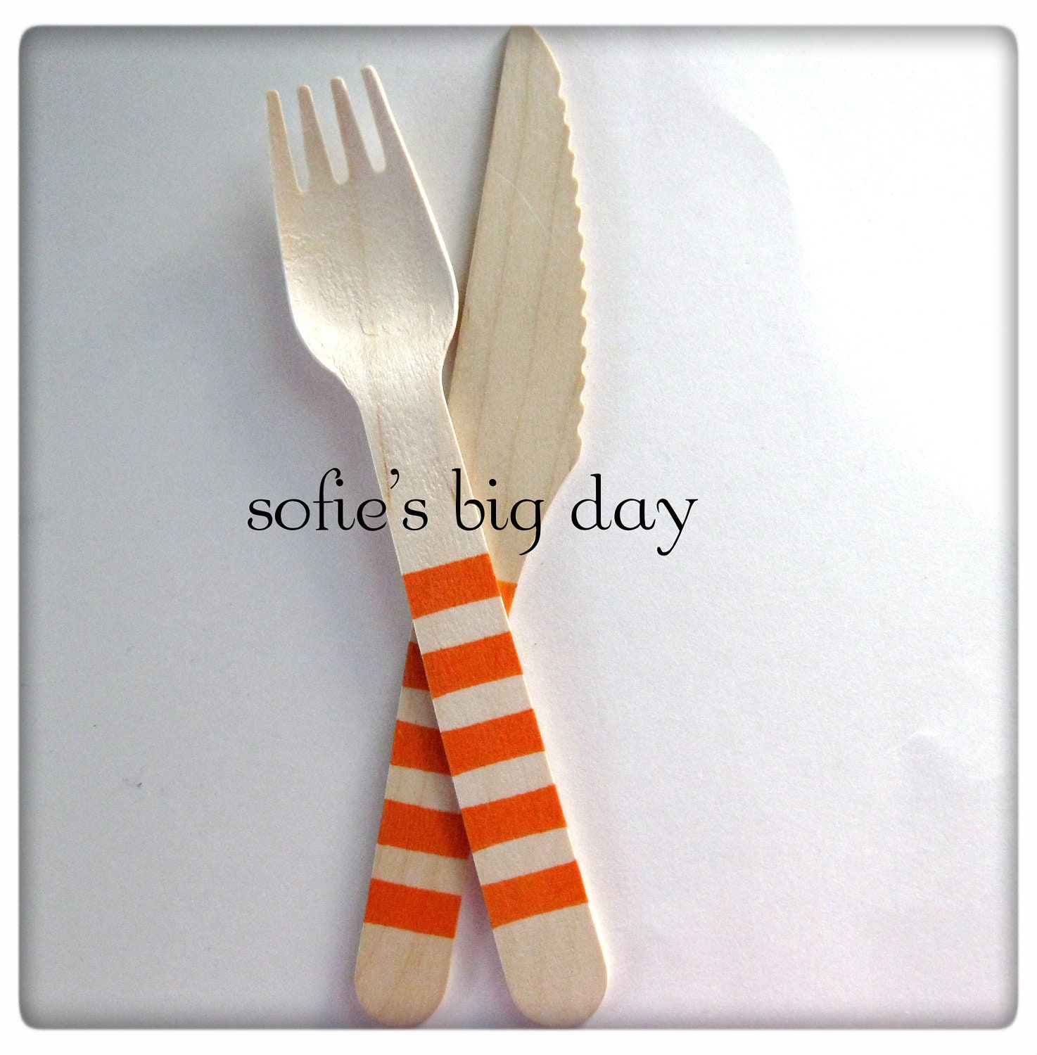 40 ORANGE STRIPE Hand Stamped Wooden Utensils-Halloween Il_170x135
