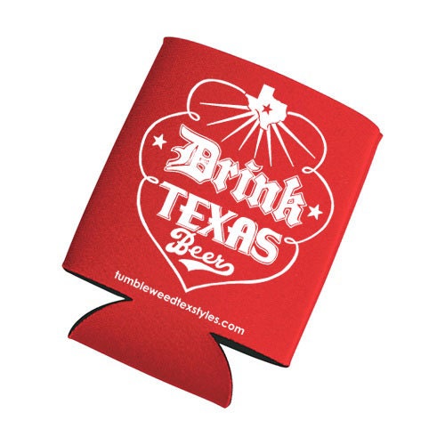 Drink Texas Beer Koozie - Red