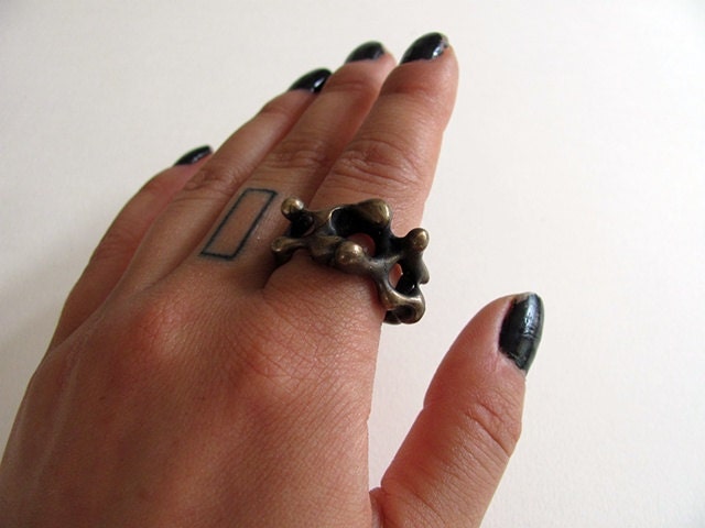Melting Carved and Cast Bronze Ring SOLD