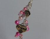 Pink, cream and sparkly key ring, keychain, pendant, bag charm, lucky charm, friendship charm, stocking filler