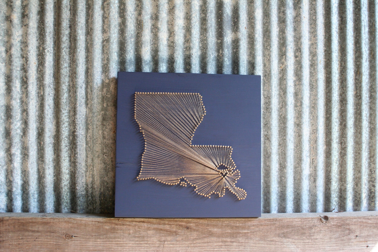 Louisiana Love // Reclaimed Wood Nail and String Art Tribute to The Pelican State