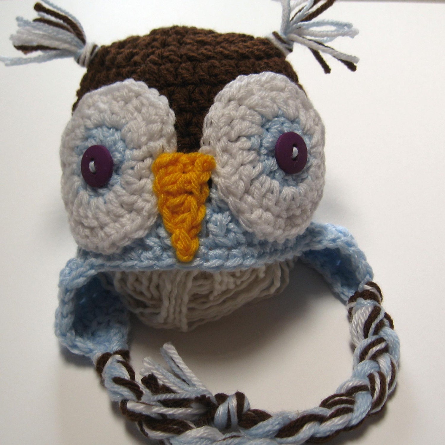 Owl hat.  Newborn.  Crochet.  MADE TO ORDER.  Photo prop.  Baby shower gift.  Baby boy.  Baby girl.  Earflap hat.