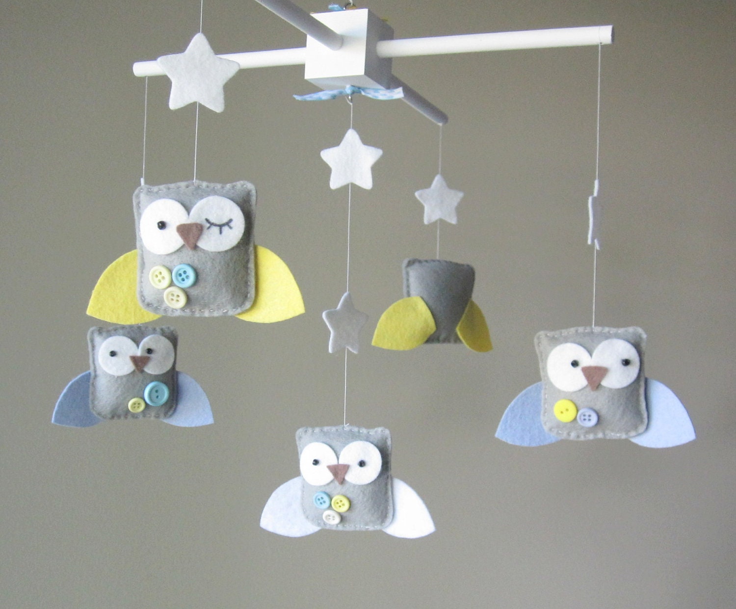 Baby Crib Mobile - Baby Mobile - Owl Mobile - Neutral Mobile - You can Customize your colors :)