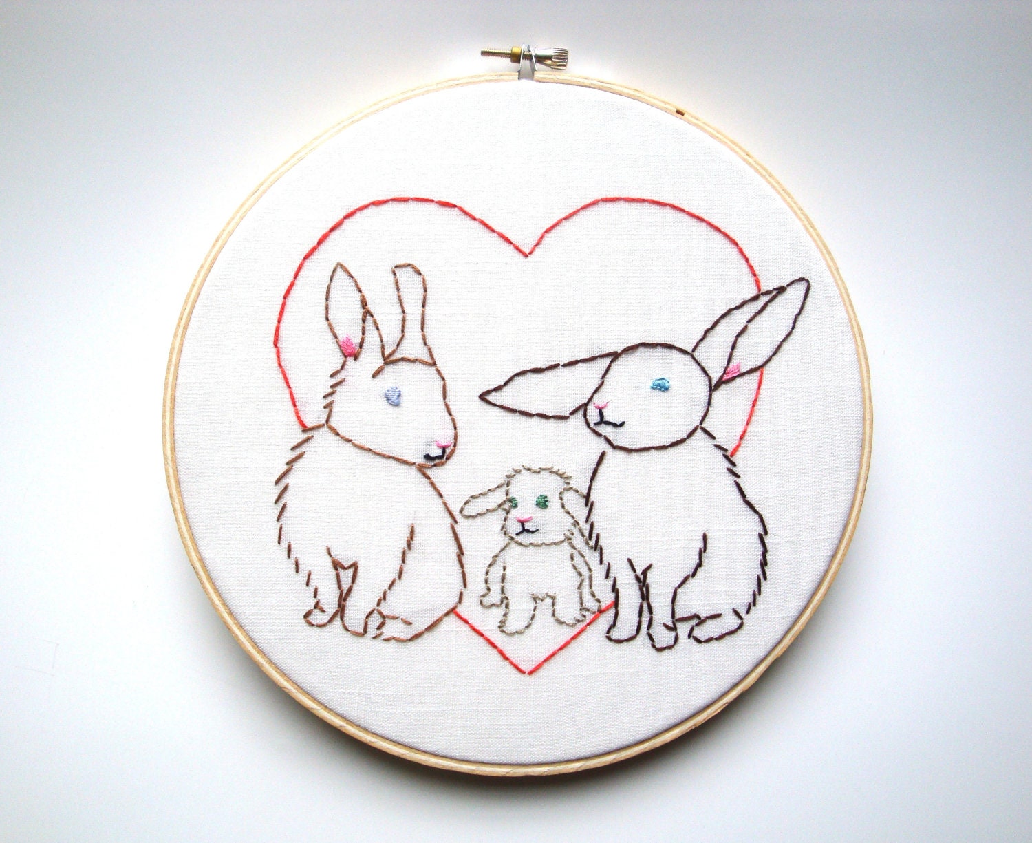 Love family art kids wall art hand embroidery hoop art some bunny loves me nursery art