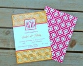 Printable Invitations- Pink and Orange Monogram Party by Bloom