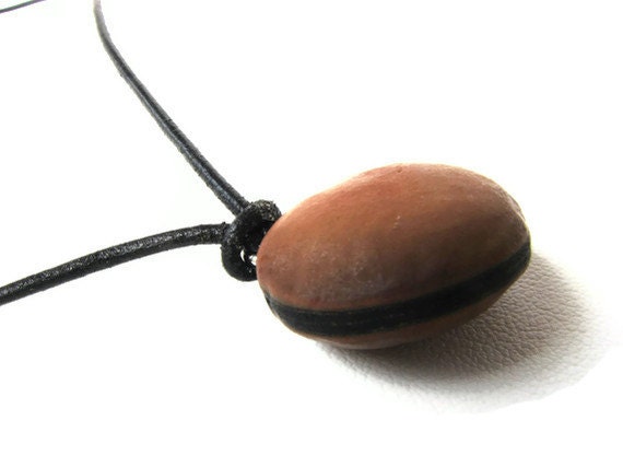 Men's Sea Bean Necklace, Hamburger Seed Leather Choker Tropical Seed Natural Jewelry