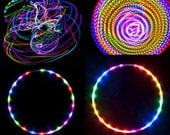 Free SHIPPING - CONFUSION - 2 Circuit LED Hula Hoop - Cotton Candy Rainbow and Fusion Hoops - 2 in 1