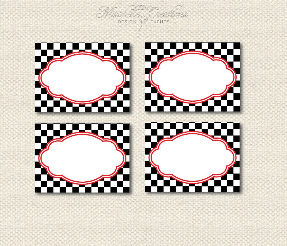 PRINTABLE Placecards / Fancy Labels -- Race Car Collection -- Mirabelle Creations Il_170x135