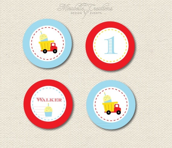 PRINTABLE PARTY CIRCLES -- Dump Truck Party Collection -- Mirabelle Creations Il_570xn