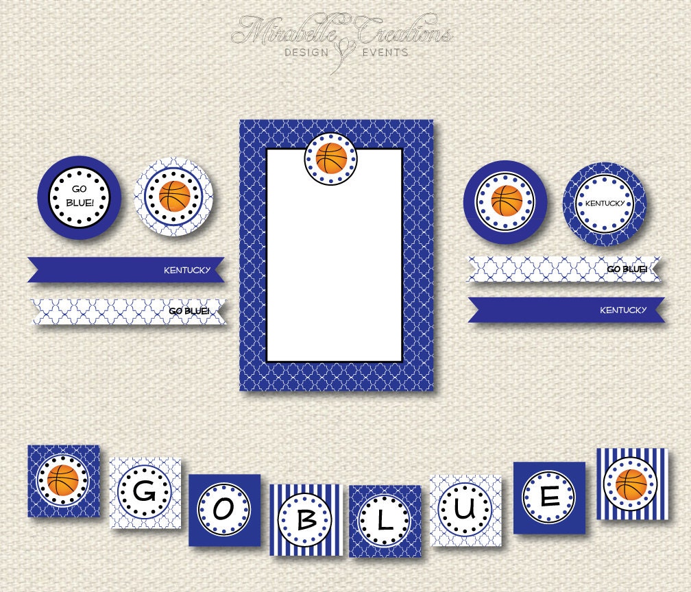 PRINTABLE PARTY COLLECTION -- Basketball Party (Customizable) -- Mirabelle Creations Il_570xn