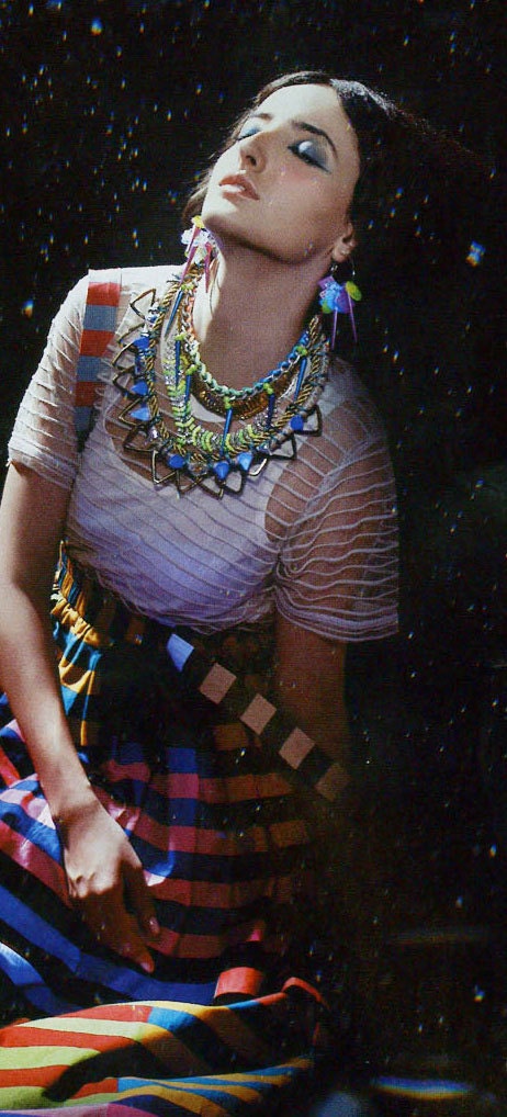 TheSpell, neon statement necklace, chunky rhinestones and spikes, OOAK collar bib necklace, mermaid style, rainbow