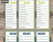 Well wish & Baby Prediction Chevron stripe navy, orange -instant download, printable Il_170x135