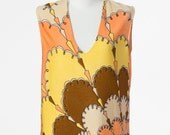 70s Vintage Shirt Yellow Orange Psychedelic Medium Large