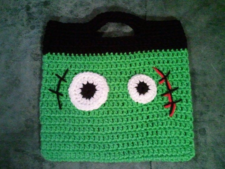 Frankenstein Halloween Trick Or Treat Bag - Satchel Goodie Bag Market Tote Clutch Pocketbook Candy