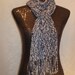 Knit Scarf Blue/Pink/ Green.Light.Spring/Summer.Ribbon Yarn.Fringed.Ladder.Stained Glass. Dressy. Gift.Ready to ship.