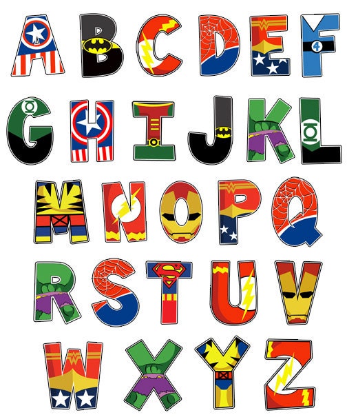 Superhero Alphabet poster 16x20- Digital File