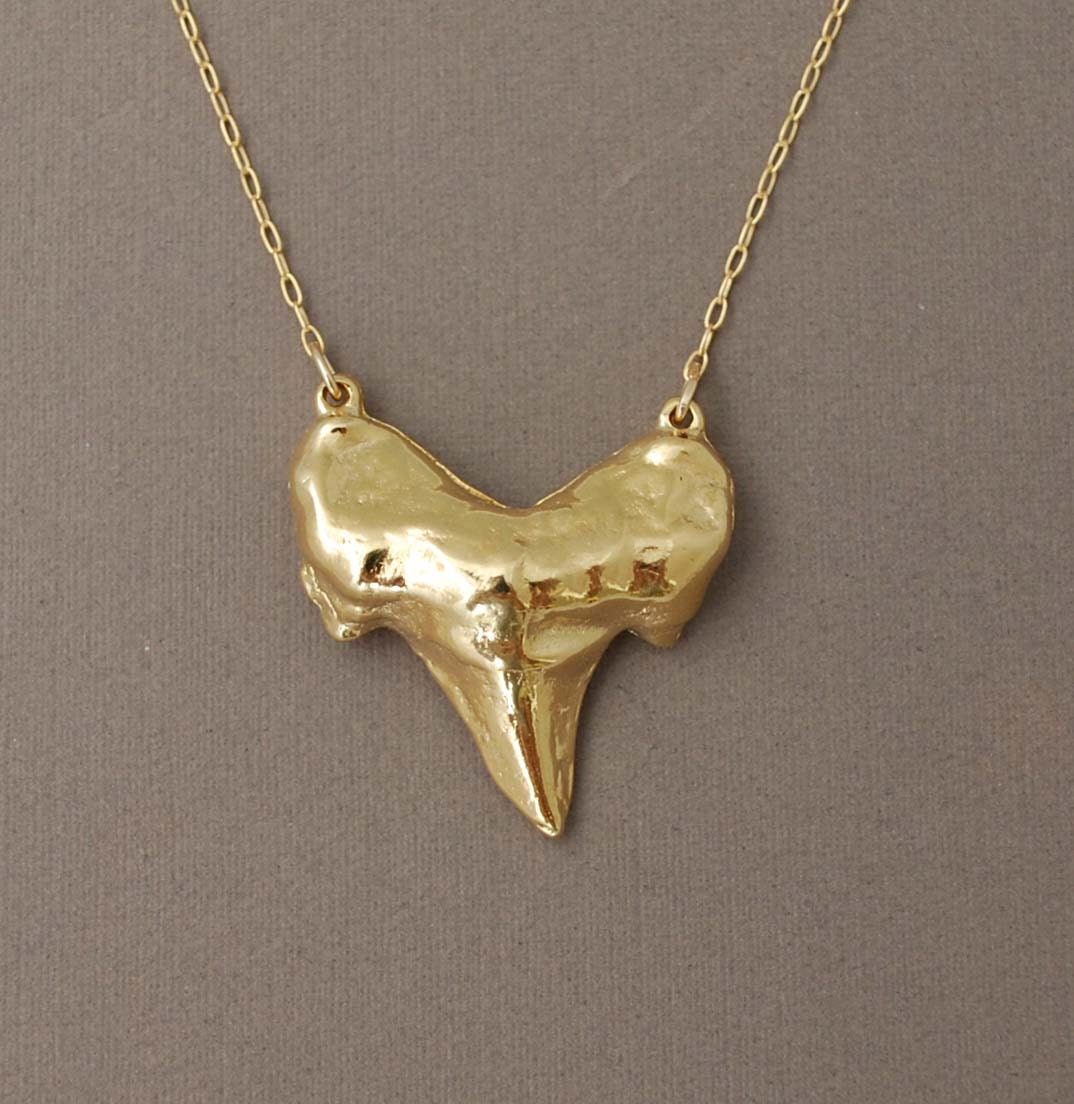 Double Connected Gold Shark Tooth Necklace