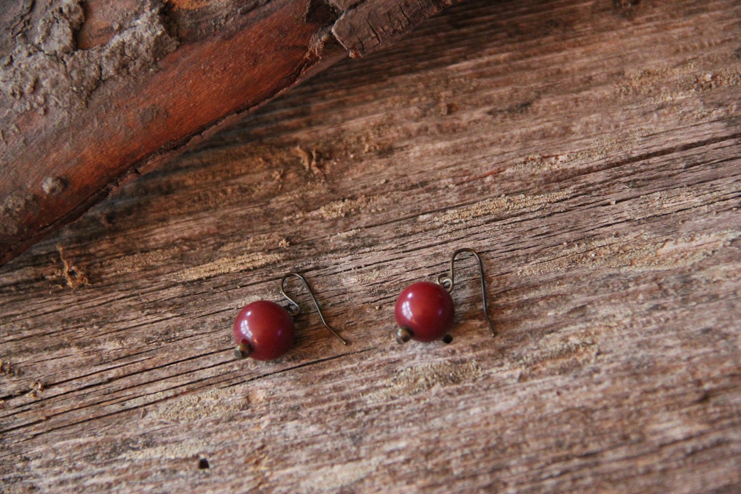 Vintage Burgundy Dangle Earrings