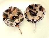 Leopard Print Fabric Flower Bobby Pins, Cheetah Animal Print, Small Hair Pins, Teen Girls Accessories, Black Brown Gold Taupe